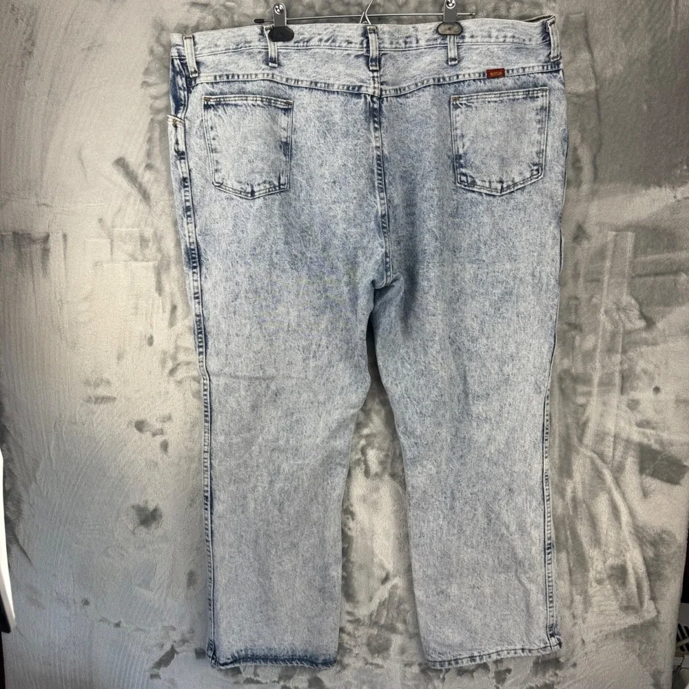 Rustler Mens Acid Wash Denim Jeans 48x30 Made in USA Vintage‎ Straight Leg Blue